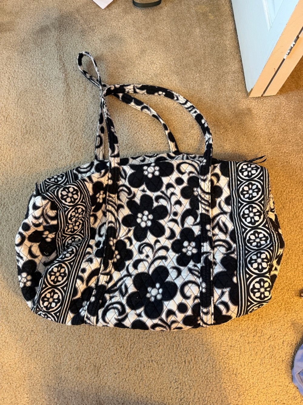 Vera Bradley Black & White Floral Duffel Bag